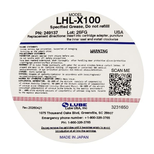 LHL-X100 Grease Cartridge 700ML