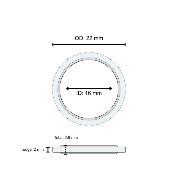 Lens Seal Ring: 22 x 16 x 2.9
