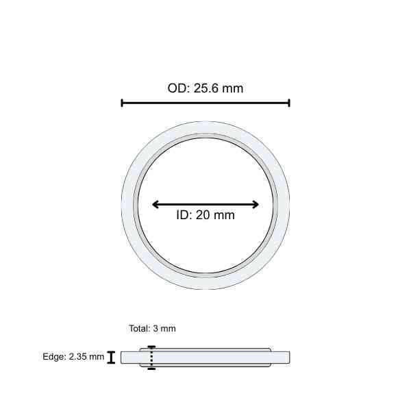 Lens Seal Ring: 25.6 x 20 x 3