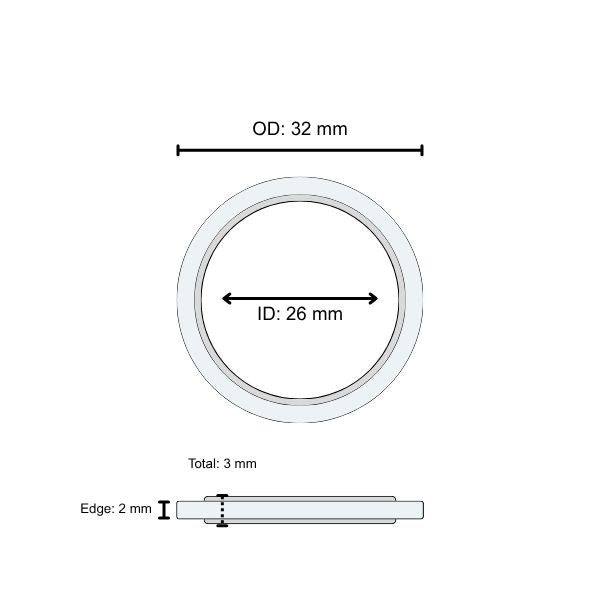 Lens Seal Ring: 32 x 26 x 3