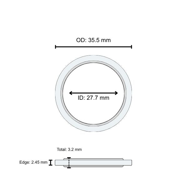 Lens Seal Ring: 35.5 x 27.7 x 3.2
