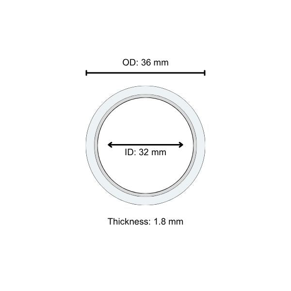 Lens Seal Ring: 36 x 32 x 1.8