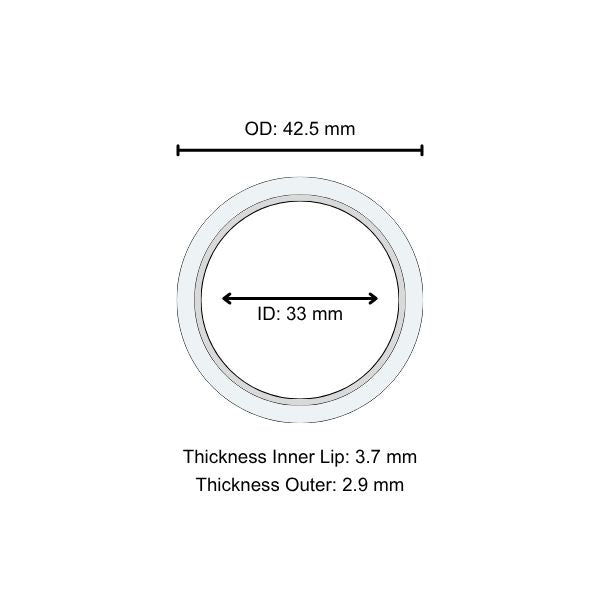 Lens Seal Ring: 42.5 x 33 x 3.7 x 2.9
