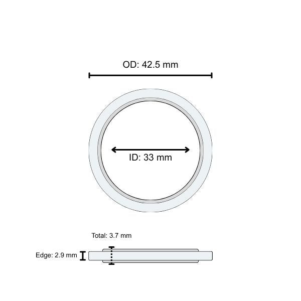 Lens Seal Ring: 42.5 x 33 x 3.7 x 2.9