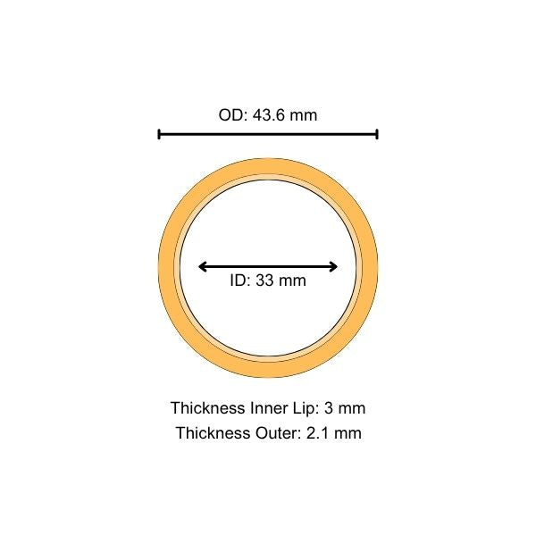 Lens Seal Ring: 43.6 x 33 x 3 x 2.1