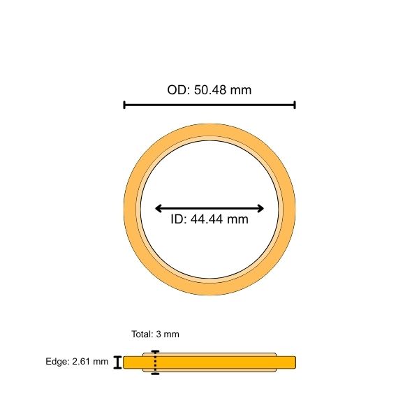Lens Seal Ring: 50.48 x 44.44 x 2.61