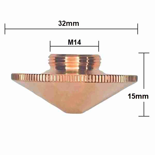 Nozzle, Raytools Compatible, D32-H15-M14 (10-Pack)