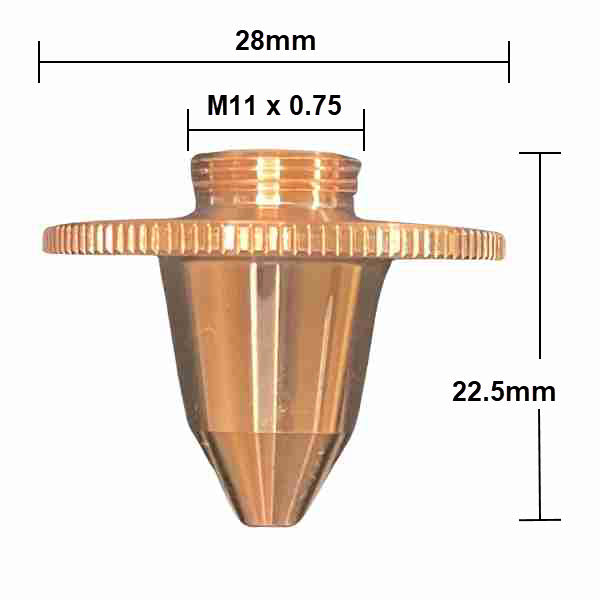 Nozzle, Precitec Compatible, D28-H22.5-M11 (10-Pack)